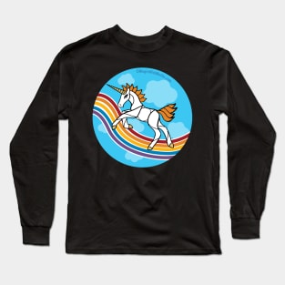 Rainbow Unicorn v3 — Dancing Uniquorn Illustration series Long Sleeve T-Shirt